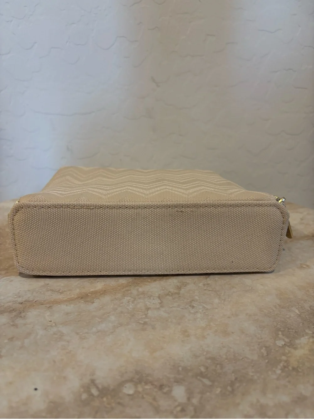 Missoni Cream Chevron Toiletry Pouch with Gold Logo